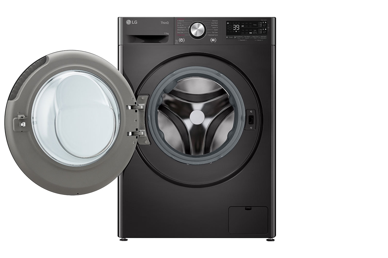 LG Waschmaschine Schwarz (A-10%*, 11 kg, 1.350 U./Min.) mit AI DD? & TurboWash?360° | F4WR701YB, F4WR701YB
