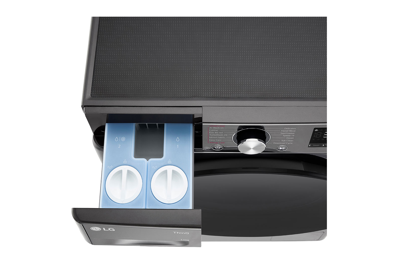LG Waschmaschine Schwarz (A-10%*, 11 kg, 1.350 U./Min.) mit AI DD? & TurboWash?360° | F4WR701YB, F4WR701YB