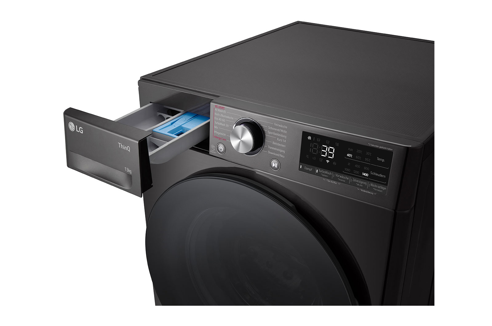 LG Waschmaschine Schwarz (A-10%*, 11 kg, 1.350 U./Min.) mit AI DD? & TurboWash?360° | F4WR701YB, F4WR701YB