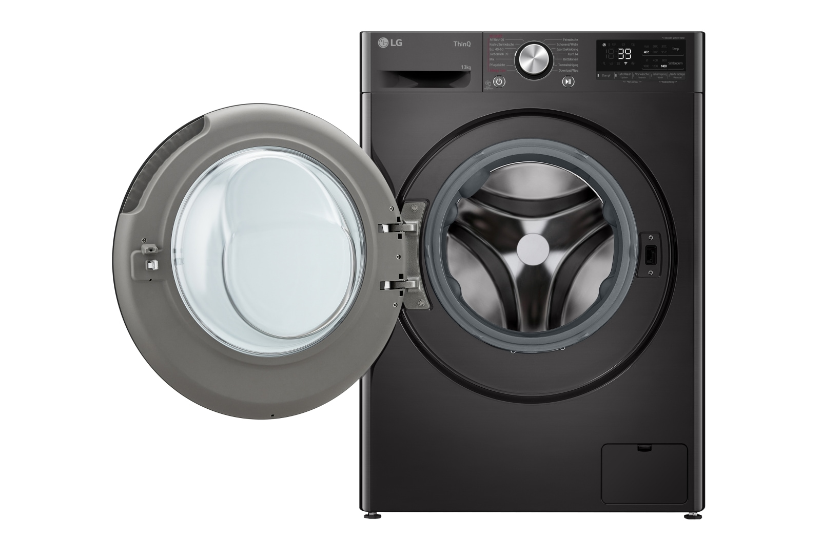 LG Waschmaschine Schwarz (A-20%*, 13 kg, 1.360 U./Min.) mit AI DD? & TurboWash?360° | F4WR703YB, F4WR703YB
