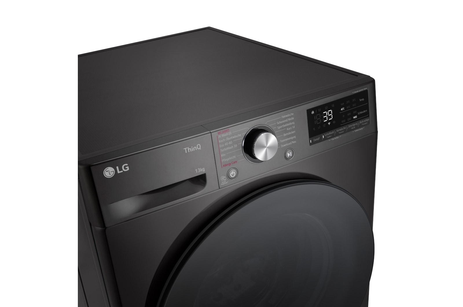 LG Waschmaschine Schwarz (A-20%*, 13 kg, 1.360 U./Min.) mit AI DD? & TurboWash?360° | F4WR703YB, F4WR703YB