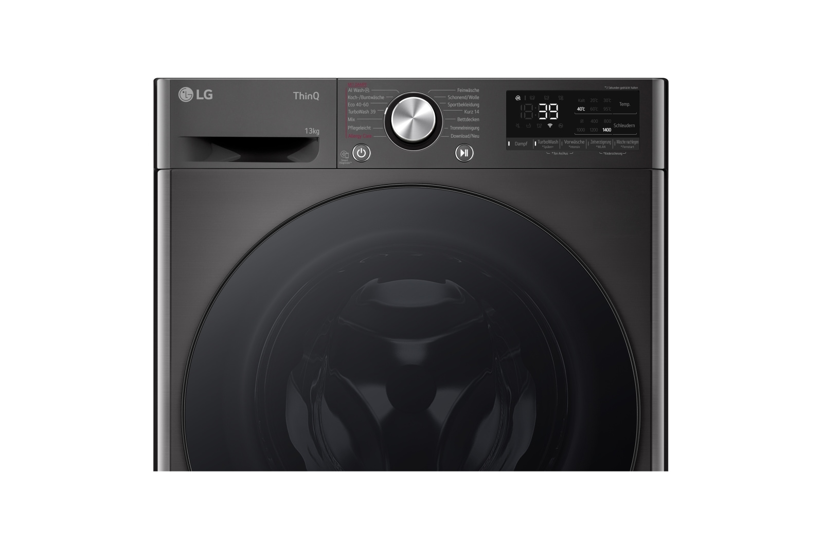 LG Waschmaschine Schwarz (A-20%*, 13 kg, 1.360 U./Min.) mit AI DD? & TurboWash?360° | F4WR703YB, F4WR703YB