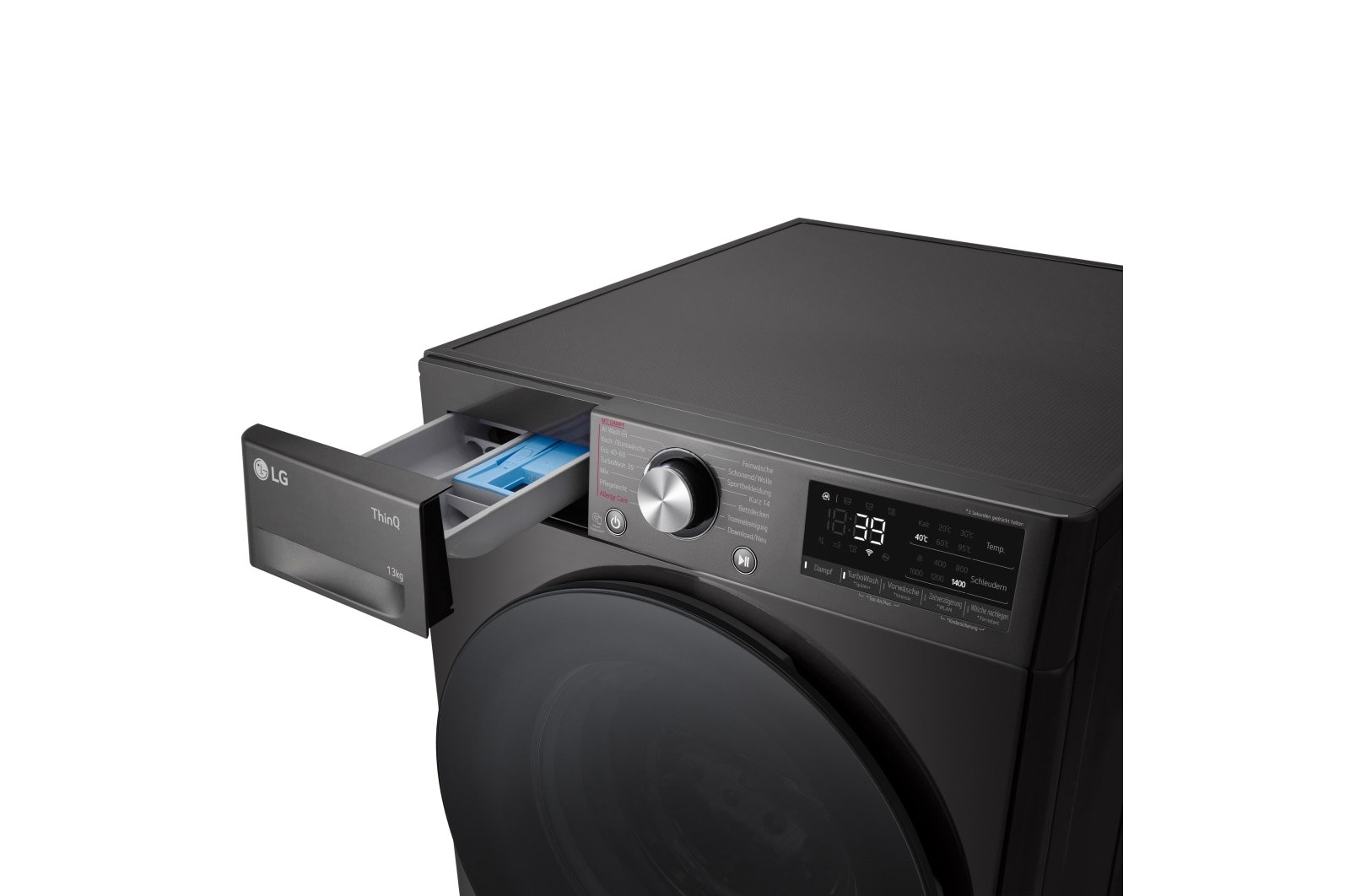 LG Waschmaschine Schwarz (A-20%*, 13 kg, 1.360 U./Min.) mit AI DD? & TurboWash?360° | F4WR703YB, F4WR703YB