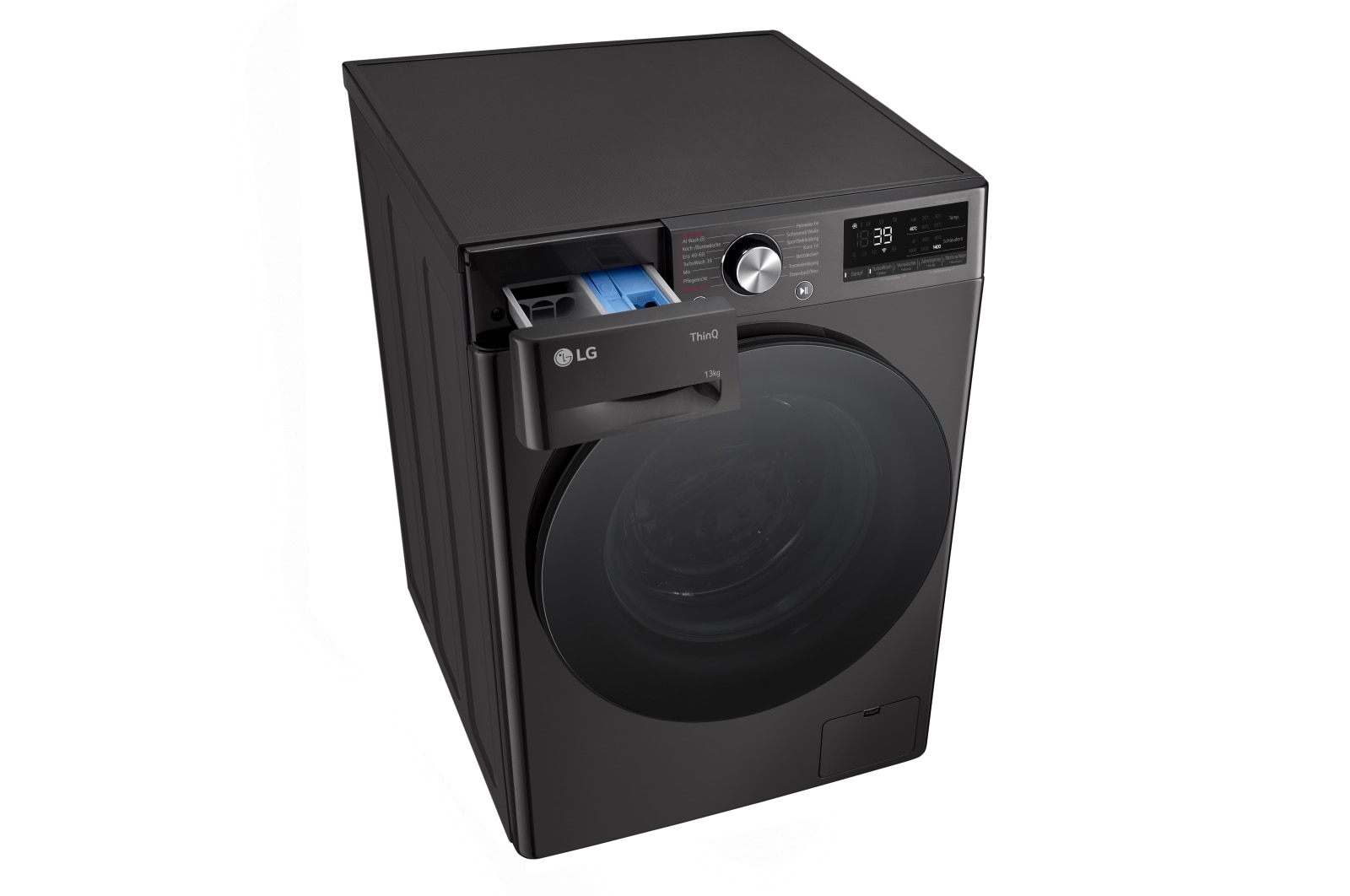 LG Waschmaschine Schwarz (A-20%*, 13 kg, 1.360 U./Min.) mit AI DD? & TurboWash?360° | F4WR703YB, F4WR703YB