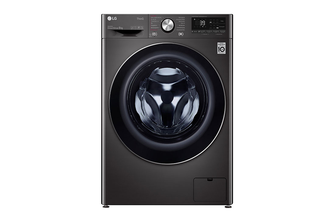 LG Waschmaschine Metallic Black Steel (A, 8 kg, 1.360 U./Min.) mit AI DD? & TurboWash?360° | F4WV708P2BA, F4WV708P2BA
