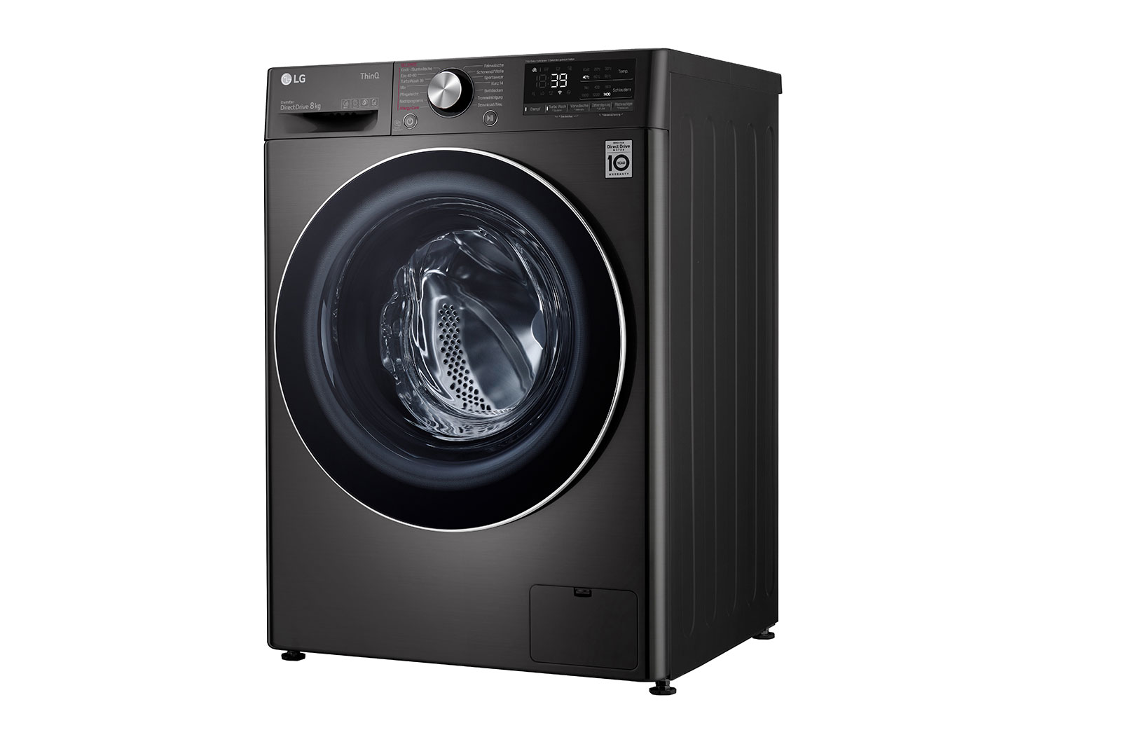 LG Waschmaschine Metallic Black Steel (A, 8 kg, 1.360 U./Min.) mit AI DD? & TurboWash?360° | F4WV708P2BA, F4WV708P2BA
