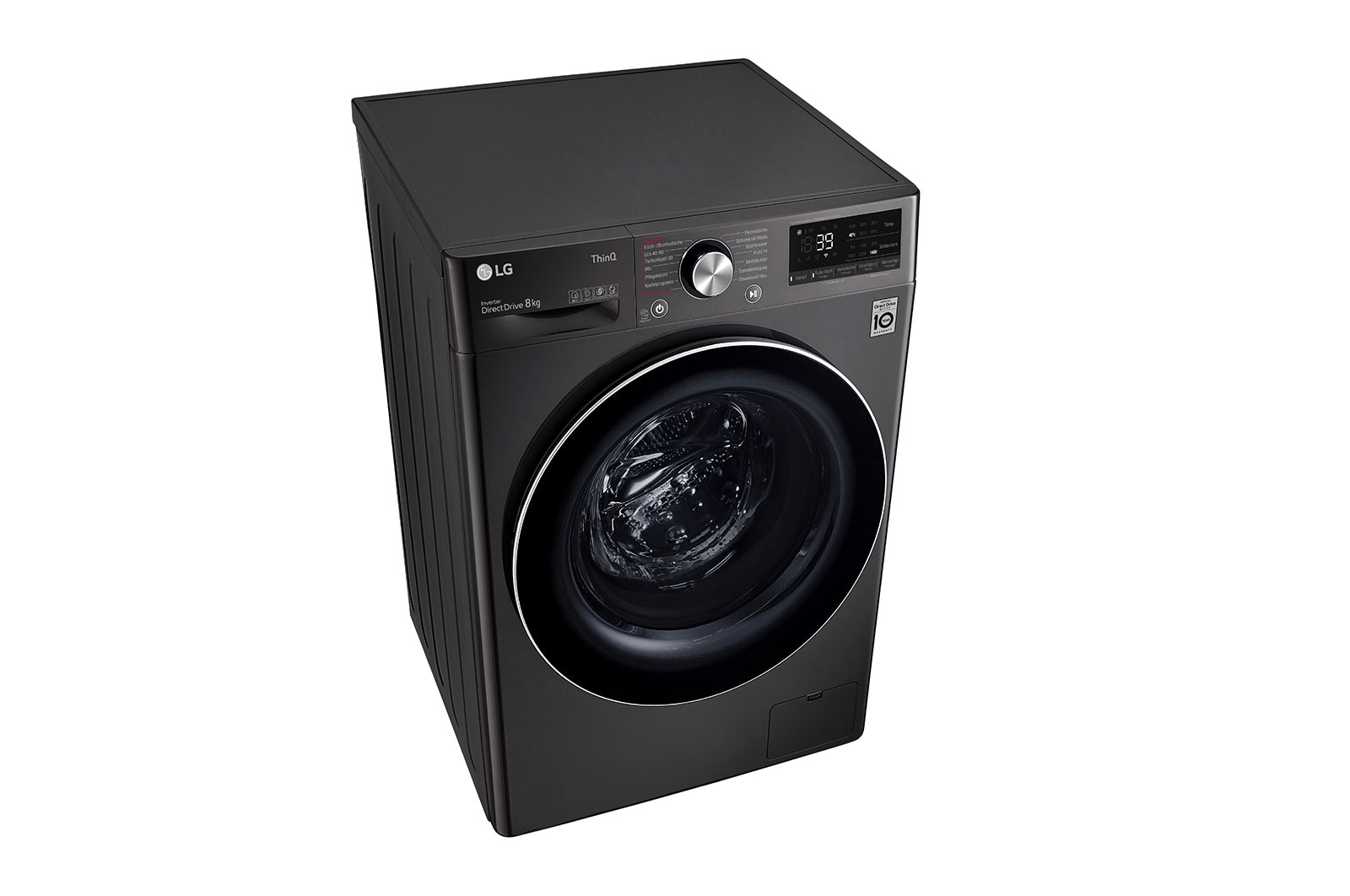 LG Waschmaschine Metallic Black Steel (A, 8 kg, 1.360 U./Min.) mit AI DD? & TurboWash?360° | F4WV708P2BA, F4WV708P2BA