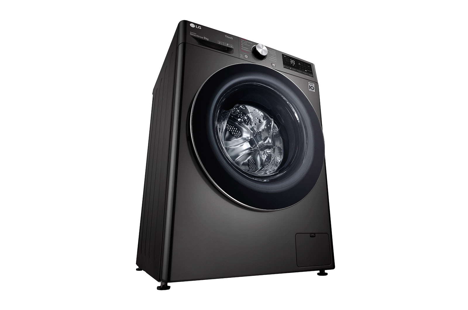 LG Waschmaschine Metallic Black Steel (9 kg, 1.400 U./Min., EEK A) mit Chrom-Bullaugenring | F4WV709P2BA, F4WV709P2BA