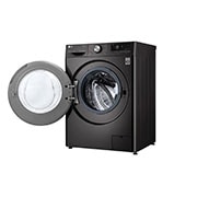 LG Waschmaschine Metallic Black Steel (9 kg, 1.400 U./Min., EEK A) mit Chrom-Bullaugenring | F4WV709P2BA, F4WV709P2BA