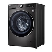 LG Waschmaschine Metallic Black Steel (9 kg, 1.400 U./Min., EEK A) mit Chrom-Bullaugenring | F4WV709P2BA, F4WV709P2BA