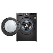 LG Waschmaschine Metallic Black Steel (9 kg, 1.400 U./Min., EEK A) mit Chrom-Bullaugenring | F4WV709P2BA, F4WV709P2BA