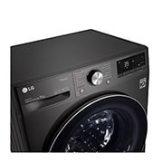 LG Waschmaschine Metallic Black Steel (9 kg, 1.400 U./Min., EEK A) mit Chrom-Bullaugenring | F4WV709P2BA, F4WV709P2BA