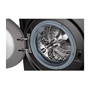 LG Waschmaschine Metallic Black Steel (9 kg, 1.400 U./Min., EEK A) mit Chrom-Bullaugenring | F4WV709P2BA, F4WV709P2BA