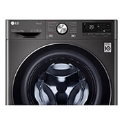 LG Waschmaschine Metallic Black Steel (9 kg, 1.400 U./Min., EEK A) mit Chrom-Bullaugenring | F4WV709P2BA, F4WV709P2BA