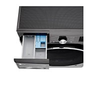 LG Waschmaschine Metallic Black Steel (9 kg, 1.400 U./Min., EEK A) mit Chrom-Bullaugenring | F4WV709P2BA, F4WV709P2BA
