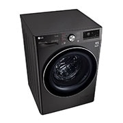 LG Waschmaschine Metallic Black Steel (9 kg, 1.400 U./Min., EEK A) mit Chrom-Bullaugenring | F4WV709P2BA, F4WV709P2BA