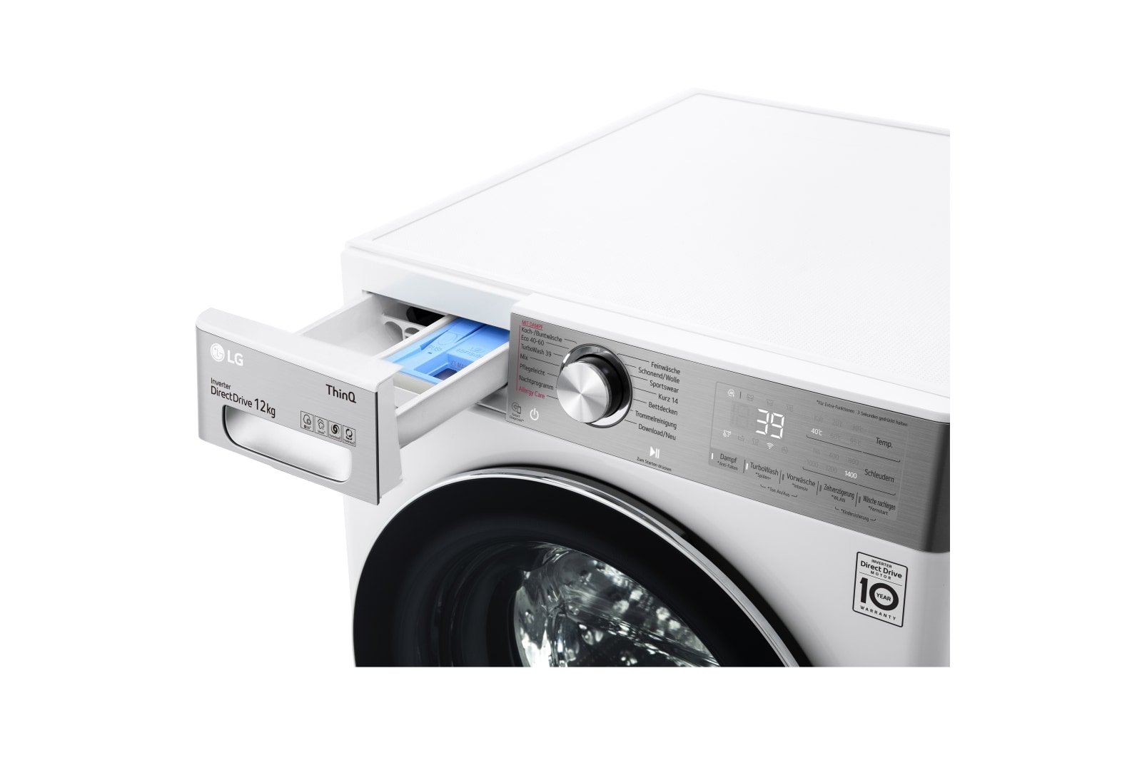 LG Waschmaschine mit AI DD?  | 12 kg | Energieeffizienzklasse A | 1.400 U./Min. | AI DD?  | Steam | TurboWash? 360° | W?sche nachlegen | Neue Wohlfühl-Trommel | ThinQ?, F4WV912P2