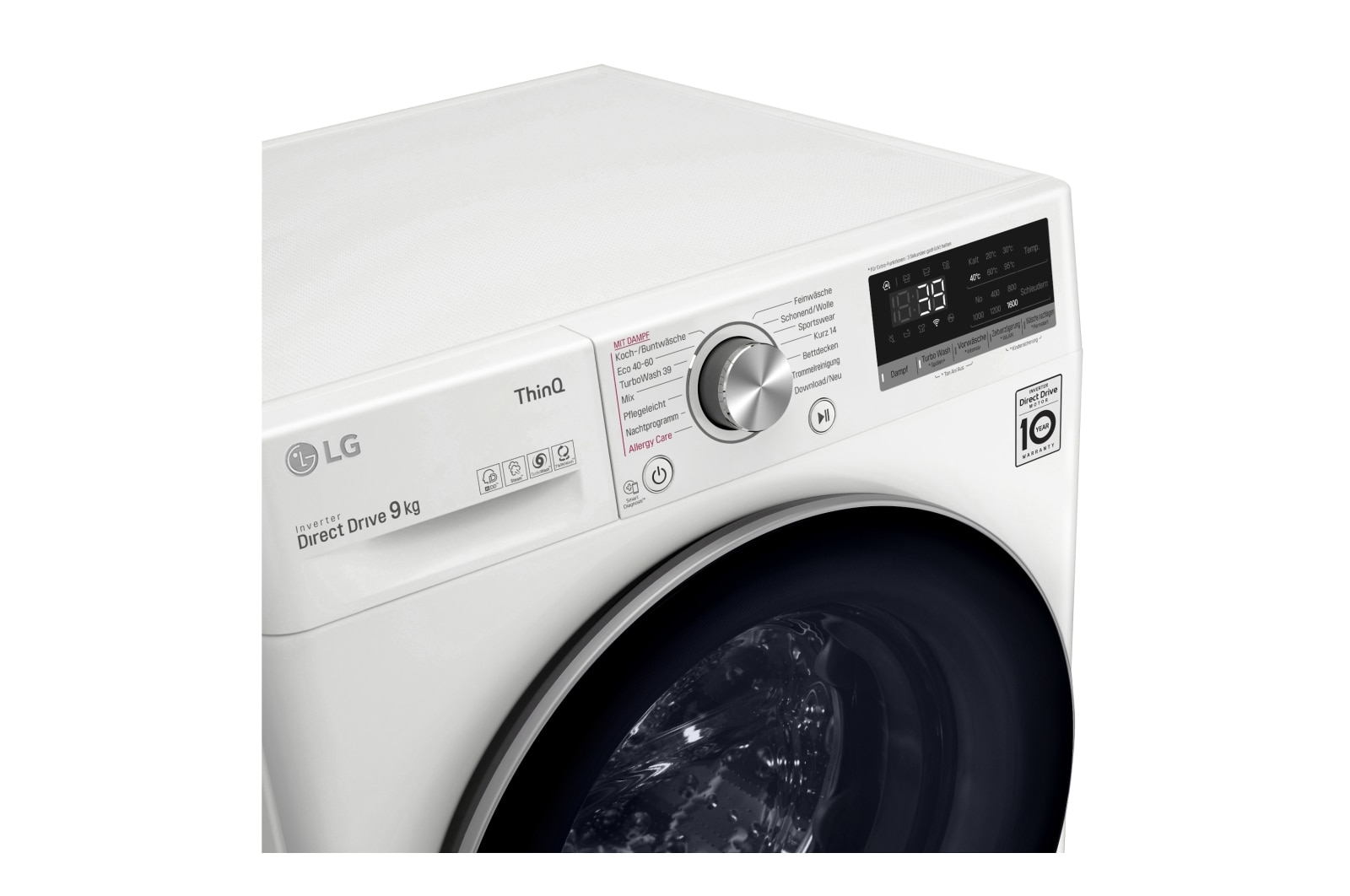 LG Waschmaschine Wei? (A, 9 kg, 1.560 U./Min.) mit AI DD? & TurboWash?360° | F6WV709P1, F6WV709P1