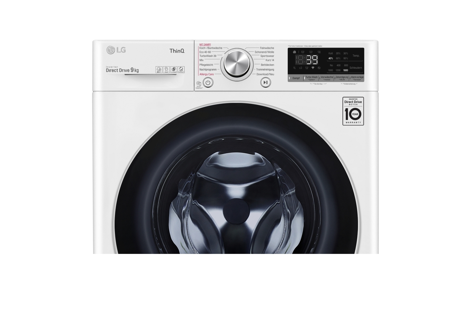 LG Waschmaschine Wei? (A, 9 kg, 1.560 U./Min.) mit AI DD? & TurboWash?360° | F6WV709P1, F6WV709P1