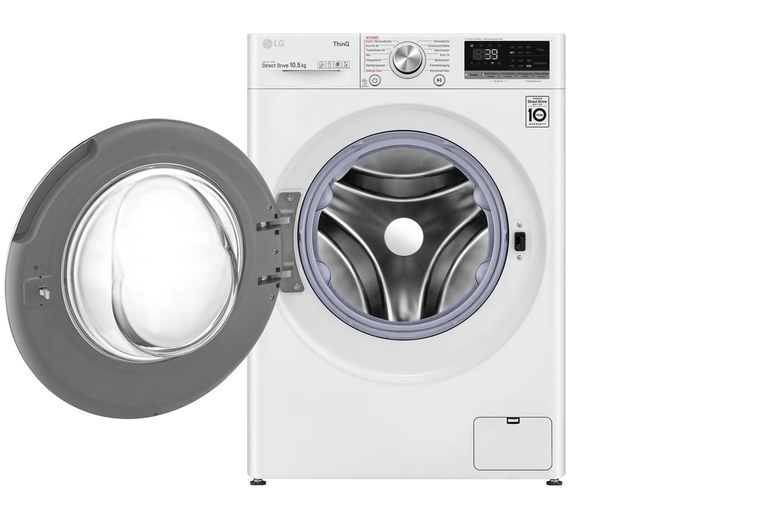 LG Waschmaschine Wei? (A, 10,5 kg, 1.560 U./Min.) mit AI DD? & TurboWash?360° | F6WV710P1, F6WV710P1