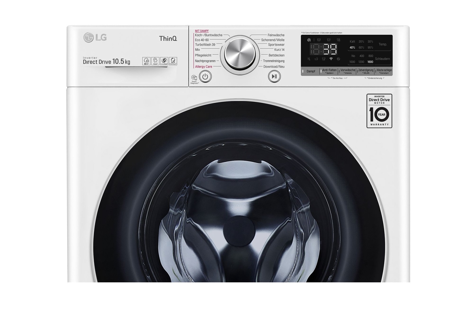 LG Waschmaschine Wei? (A, 10,5 kg, 1.560 U./Min.) mit AI DD? & TurboWash?360° | F6WV710P1, F6WV710P1
