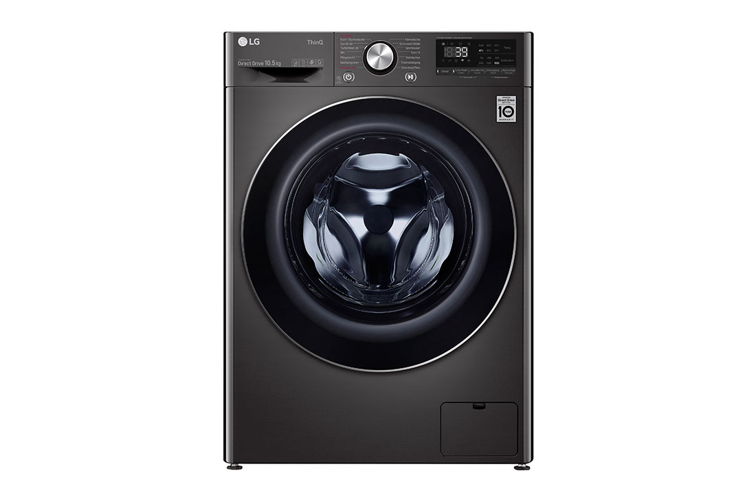 LG Waschmaschine Metallic Black Steel (A, 10,5 kg, 1.560 U./Min.) mit AI DD? & TurboWash?360° | F6WV710P2S, F6WV710P2S