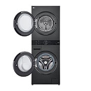 LG WashTower Schwarz (Waschmaschine: A, 12kg, 1350 U./Min.; Trockner: A+++/C, 10kg) Waschmaschine & Trockner in einem Ger?t I WT1210BBF, WT1210BBF