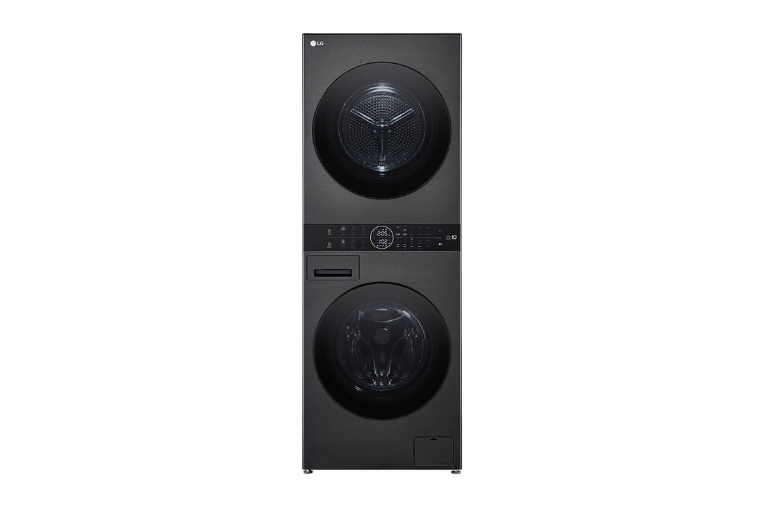LG WashTower Schwarz (Waschmaschine: A, 12kg, 1350 U./Min.; Trockner: A+++/C, 10kg) Waschmaschine & Trockner in einem Ger?t I WT1210BBF, WT1210BBF