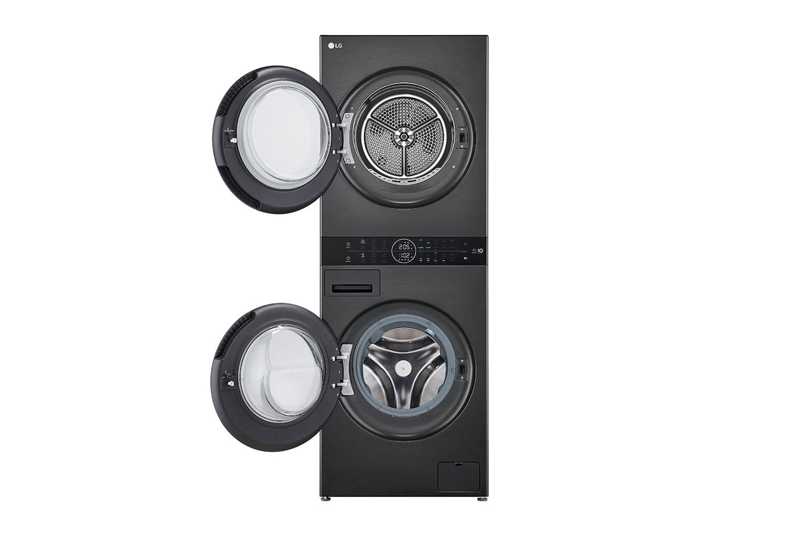 LG WashTower Schwarz (Waschmaschine: A, 12kg, 1350 U./Min.; Trockner: A+++/C, 10kg) Waschmaschine & Trockner in einem Ger?t I WT1210BBF, WT1210BBF