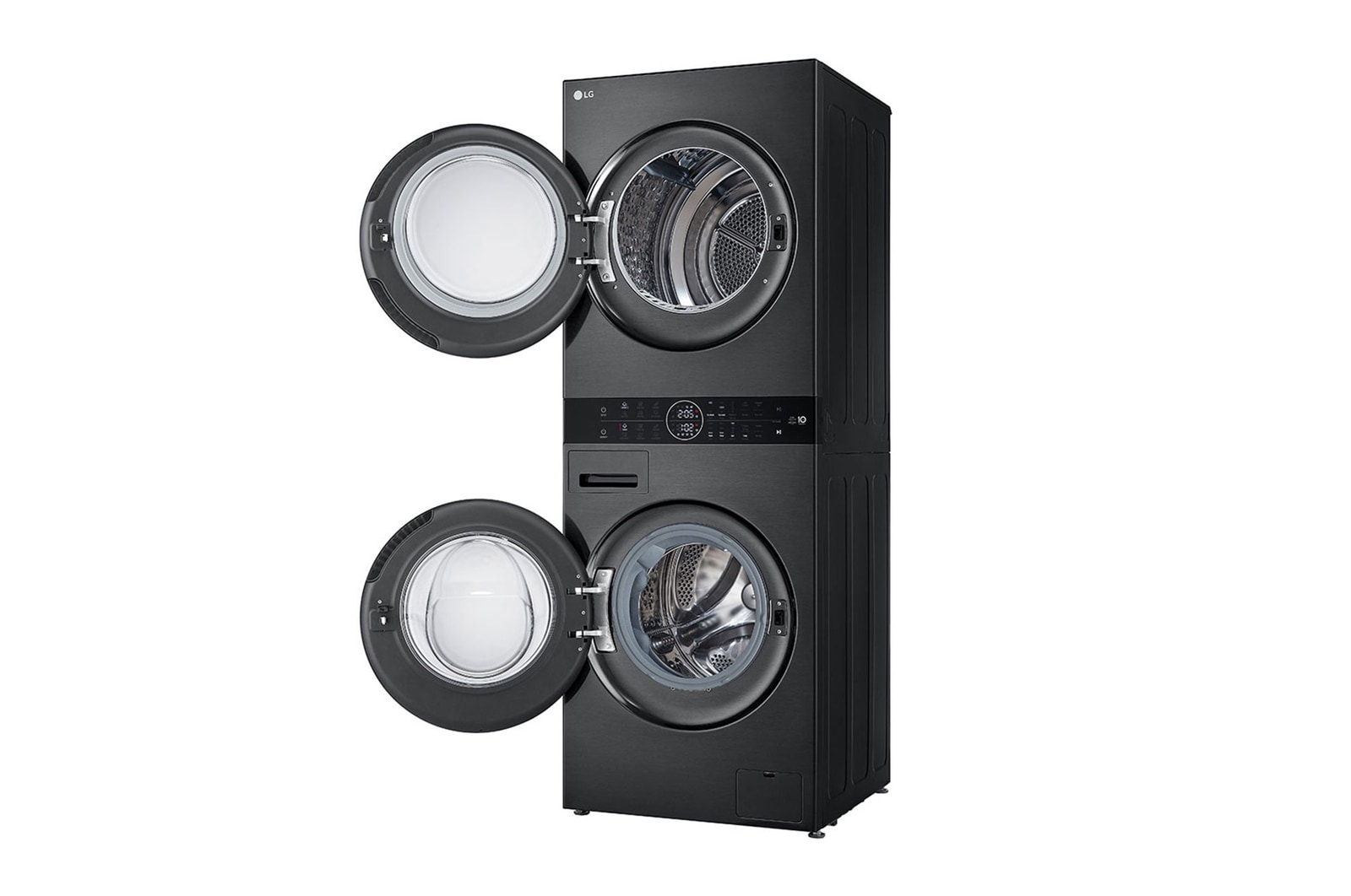 LG WashTower Schwarz (Waschmaschine: A, 12kg, 1350 U./Min.; Trockner: A+++/C, 10kg) Waschmaschine & Trockner in einem Ger?t I WT1210BBF, WT1210BBF