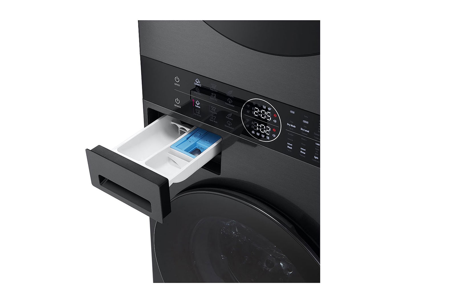 LG WashTower Schwarz (Waschmaschine: A, 12kg, 1350 U./Min.; Trockner: A+++/C, 10kg) Waschmaschine & Trockner in einem Ger?t I WT1210BBF, WT1210BBF