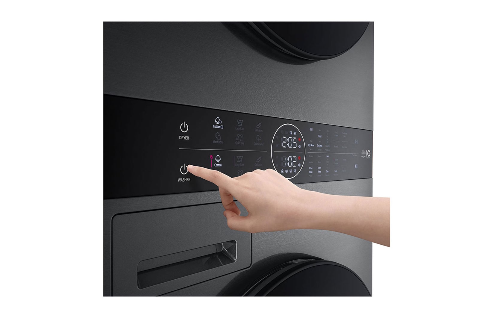 LG WashTower Schwarz (Waschmaschine: A, 12kg, 1350 U./Min.; Trockner: A+++/C, 10kg) Waschmaschine & Trockner in einem Ger?t I WT1210BBF, WT1210BBF