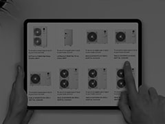Eine Produktabbildung des LG THERMA V Split-Modells mit einem Hintergrund aus B?umen und klarem Himmel.
