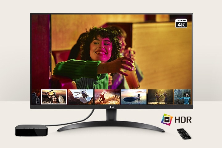 Auf dem Monitor genie?en Benutzer 4K- und HDR-Inhalte.