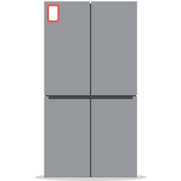 Zu sehen sind ein Kühlschrank und die Position des QR-Code-Aufklebers auf dem Ger?t.