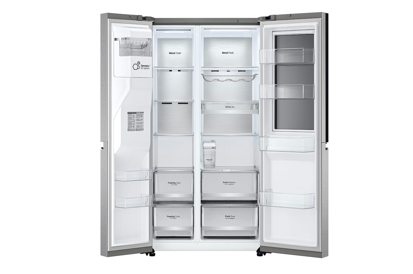 LG 635L InstaView Door in Door? Side by Side (Metal Sorbet), Energiklasse E, Vand-/isdispenser uden vandtilkobling, Smart Diagnosis? med Wi-Fi, GSXV91MBAE