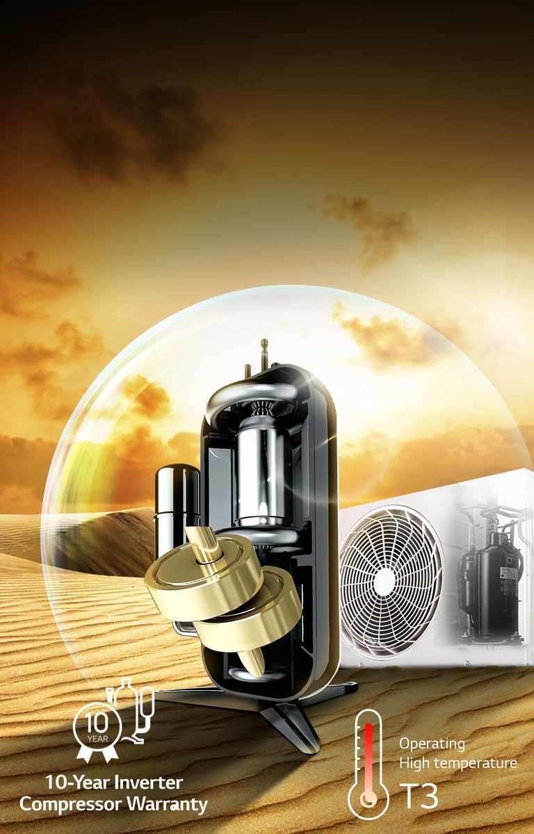 Powerful cooling for scorching days. Stay cool with LG DUALCOOL even in hot climate(T3) condition.