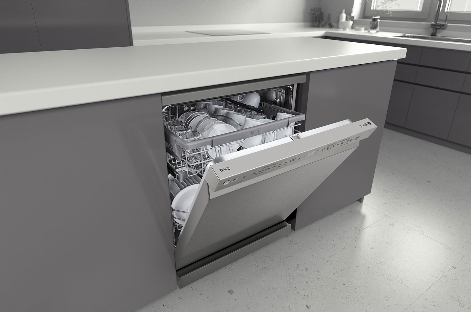 LG Dishwasher QuadWash? Steam | Silver | 14 Place Settings, DFC532FPE