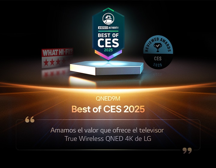 Mención del QNED9M de Android Authority. Cita de Best of CES 2025. El extracto de su rese?a indica: amamos el valor que ofrece el televisor True Wireless QNED 4K de LG.