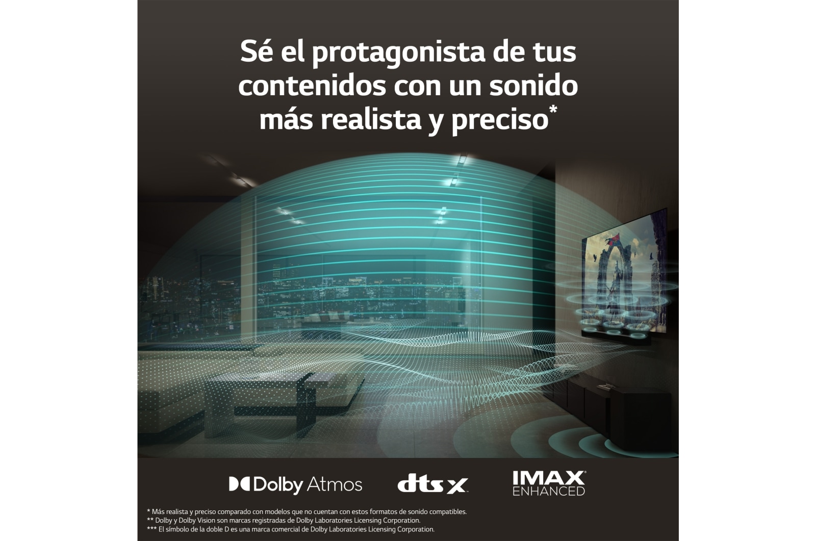 LG Barra de sonido para TV - LG SC9S, Bluetooth, 400W, 3.1.3  canales con Subwoofer, Dolby Atmos, DTS:X, IA Ready, Gris Oscuro, SC9S
