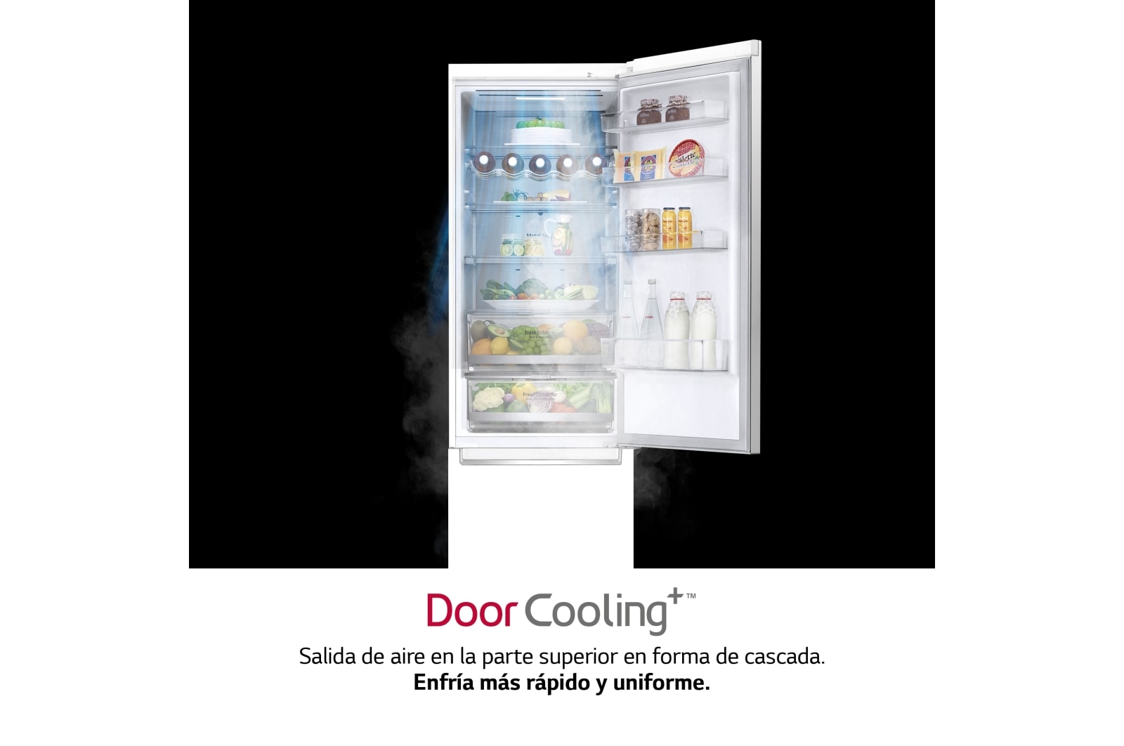 LG Frigorífico Combi 2m, Clasificación C, capacidad de 419l, blanco, serie 700, GBB72SWUCN1