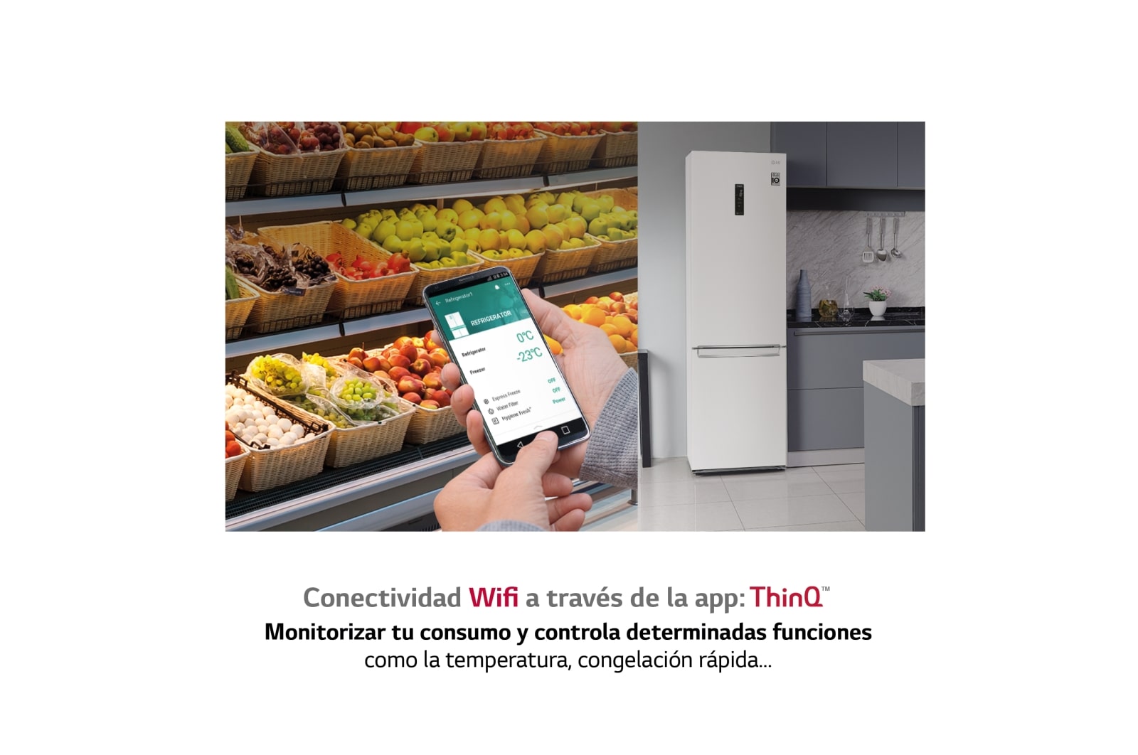 LG Frigorífico Combi 2m, Clasificación C, capacidad de 419l, blanco, serie 700, GBB72SWUCN1