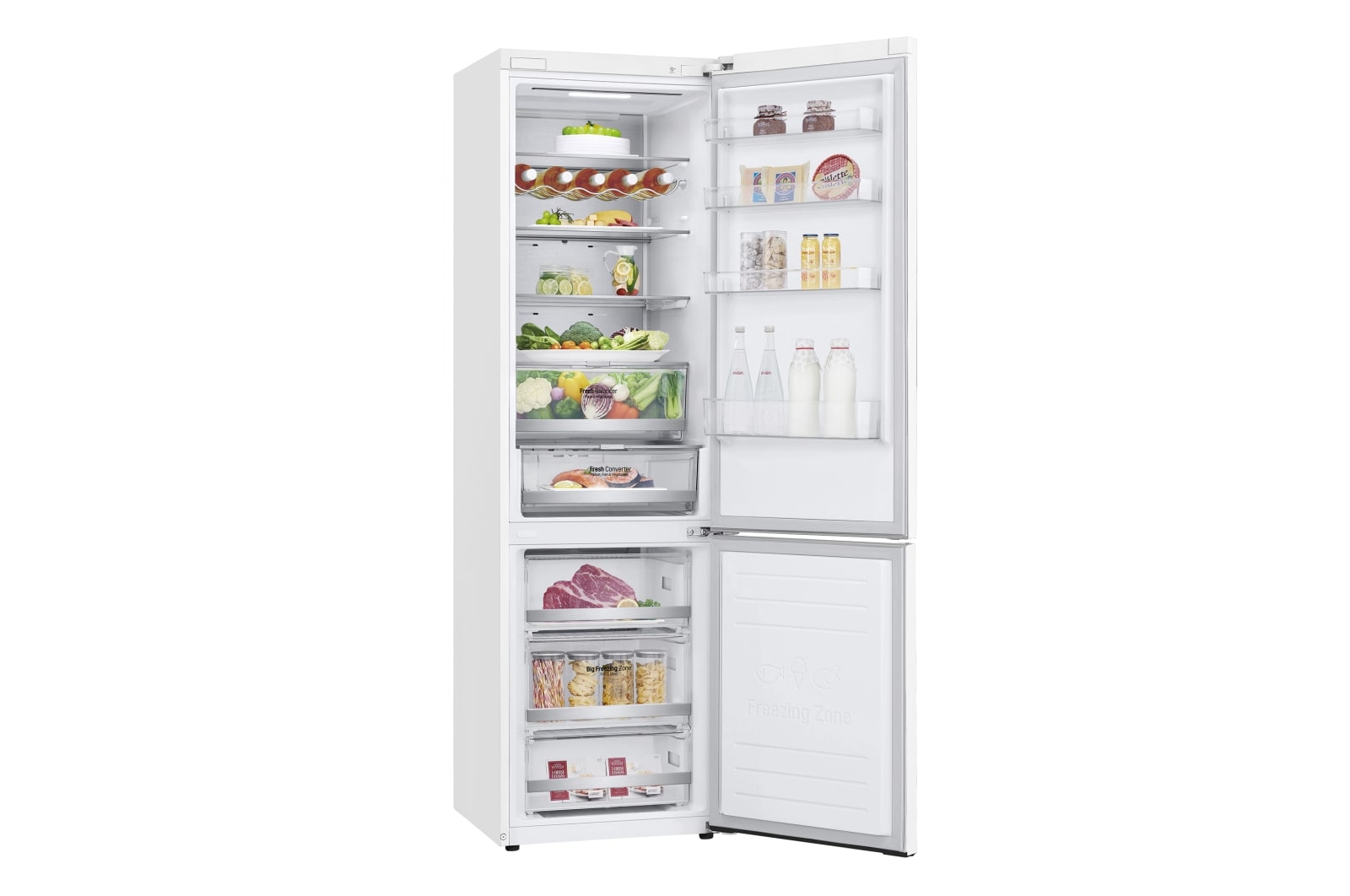 LG Frigorífico Combi 2m, Clasificación C, capacidad de 419l, blanco, serie 700, GBB72SWUCN1