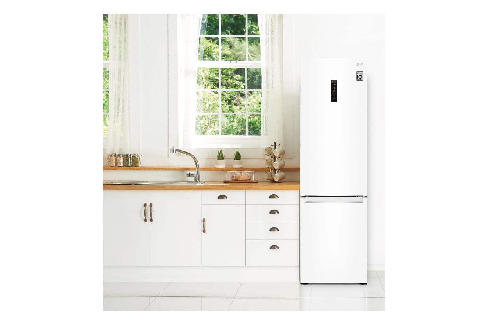 LG Frigorífico Combi 2m, Clasificación C, capacidad de 419l, blanco, serie 700, GBB72SWUCN1