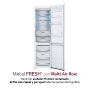 LG Frigorífico Combi 2m, Clasificación C, capacidad de 419l, blanco, serie 700, GBB72SWUCN1
