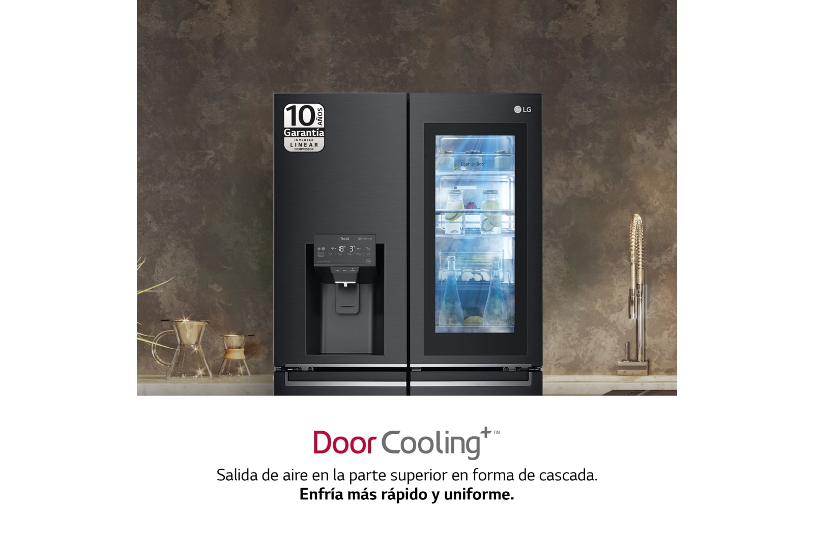 LG Frigorífico American Combi InstaView Door-in-Door?, Clasificación F, 705 L, Acero negro mate antihuellas, GMX945MC9F