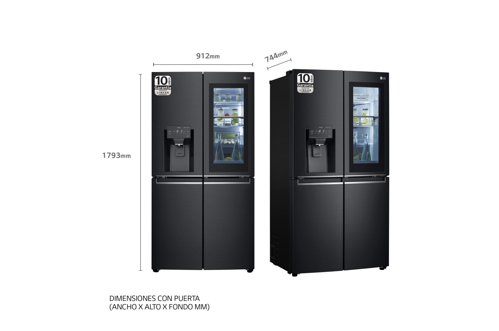 LG Frigorífico American Combi InstaView Door-in-Door?, Clasificación F, 705 L, Acero negro mate antihuellas, GMX945MC9F