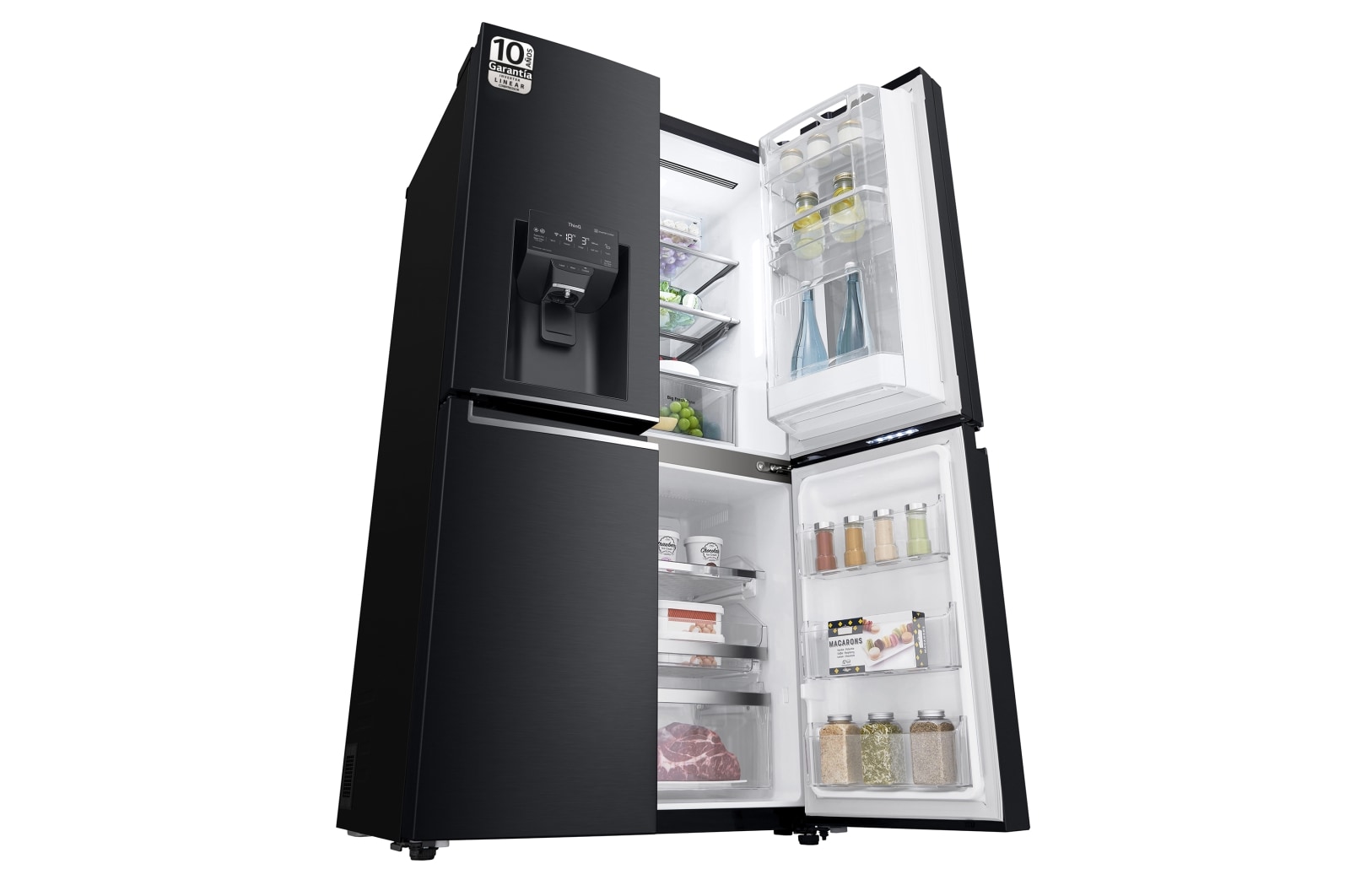 LG Frigorífico American Combi InstaView Door-in-Door?, Clasificación F, 705 L, Acero negro mate antihuellas, GMX945MC9F