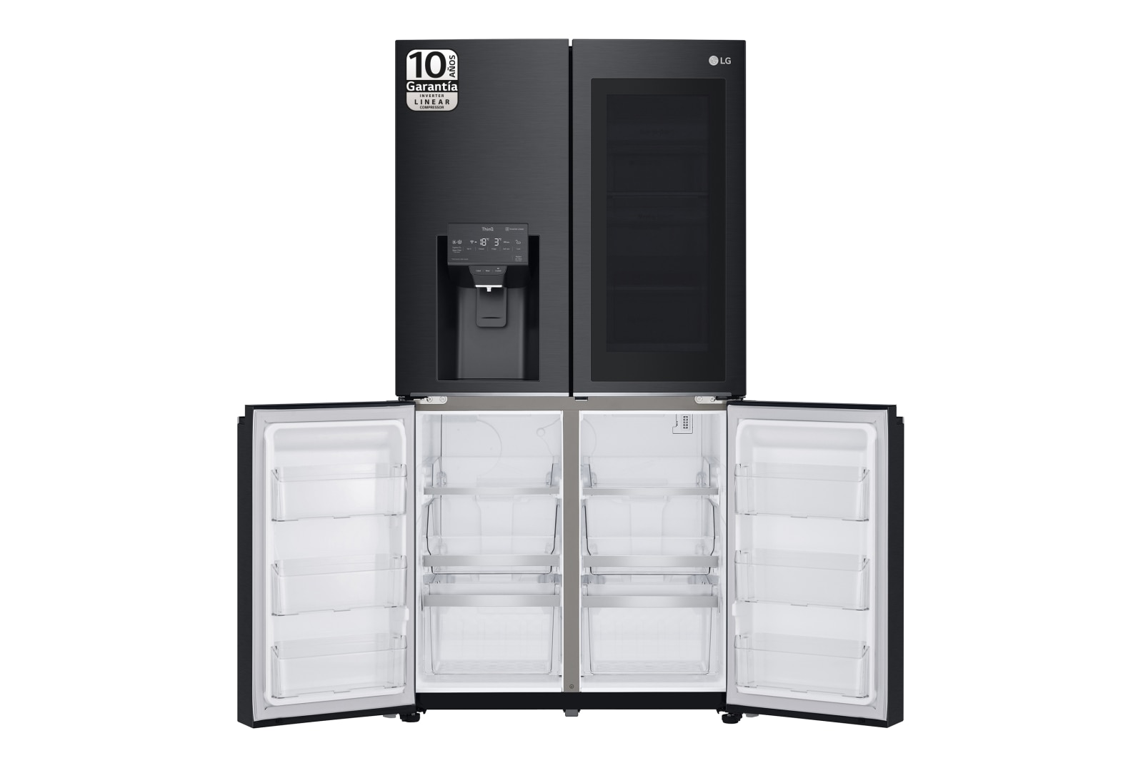 LG Frigorífico American Combi InstaView Door-in-Door?, Clasificación F, 705 L, Acero negro mate antihuellas, GMX945MC9F