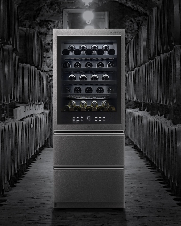 La Vinoteca Gourmet LG SIGNATURE está dise?ada para recrear las condiciones de las cuevas de vino tradicionales.